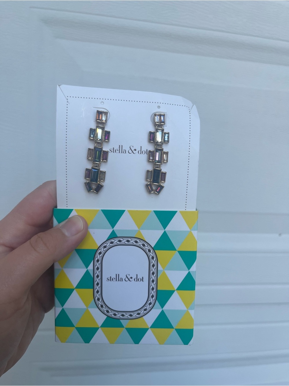 Stella & Dot Multicolor Iridescent Drop Earrings in Gold